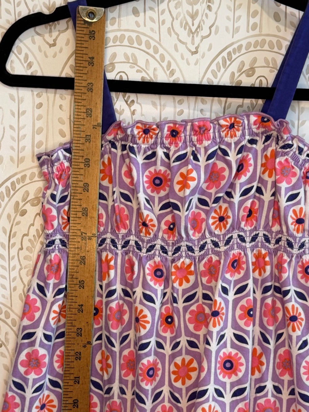 Hanna Andersson Girls Floral Dress Purple Pink Cotton Ruffle Hem Size 140 (10) - Picture 6 of 8